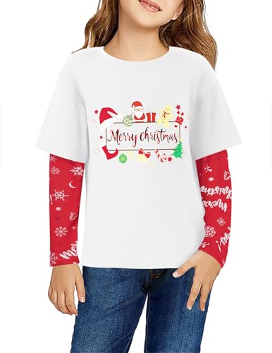 Image of Arshiner Girls Christmas Halloween Long Sleeve Shirts Graphic Stripe Plaid Patchwork Top Tee