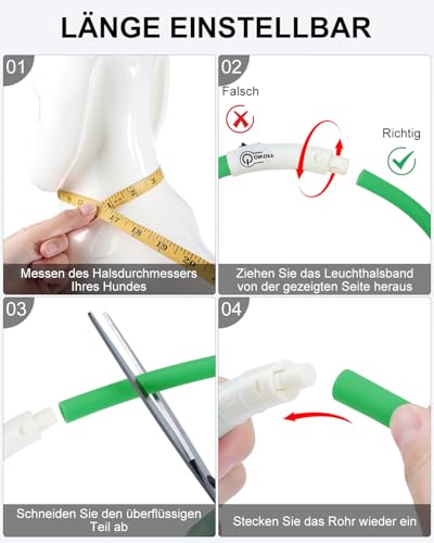 Joytale Leuchthalsband Hund USB Aufladbar Hundehalsband Leuchtend für Große Mittel Kleine Hunde und Welpe, Led Halsband mit 3 Modi für Sicherheit, Grün