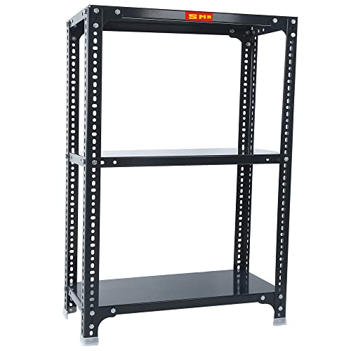 Image of SMR Prime CRC Sheet 24 Gauge Multipurpose Slotted Angle Rack with 3 Shelf For Home, Office & Industry - (24X24X12 In, 7 Kg | 16 Gauge Angle-Grey)