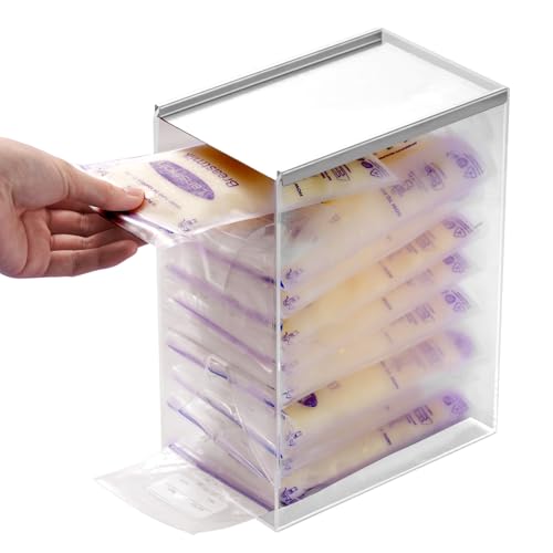 Image of Breast Milk Storage Bags Freezer Organizer for Fridge, Clear Acrylic Breast Milk Storage Tower with Freezing Tray, First-in First-Out Container Storing Systerm, Baby Breastfeeding Essentials