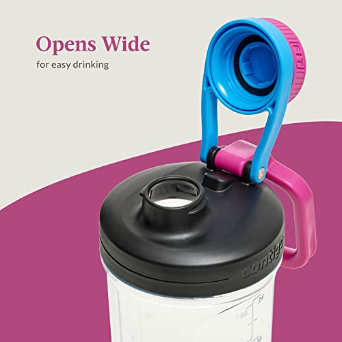 Contigo Fit Shake & Go 2.0 Shaker Bottle With Leak-Proof Lid, 28Oz Gym Water Bottle With Whisk And Carabiner Handle, Dishwasher Safe Mixer Bottle, Blue Poppy/Dragonfruit #TOP4