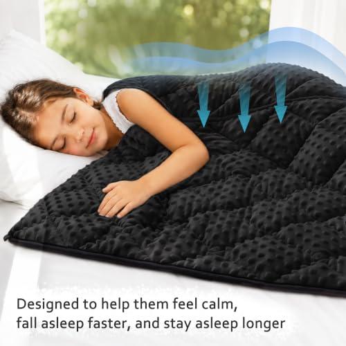 MAXTID Weighted Blanket for Kids 5lbs 36"x48" Kids Blanket for Boys & Girls Weighted Throw Blanket Children Bedding Gifts for 5 6 7 8+ Year Old Kid Small Weighted Comfort Blankets,Black - Image 2