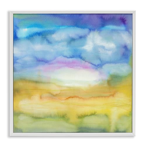 Stupell Industries Ombre Rainbow Abstract Landscape Watercolor Details, Design by Elvira Errico, White Framed, 17 x 17