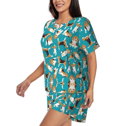 Pijama de 2 piezas para mujer con pantalones cómodos estampados 2