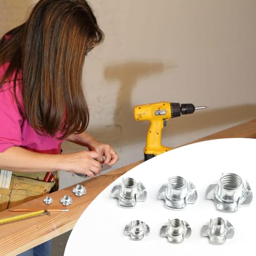 Einschlagmuttern, Schlagmuttern, Vier Prong Nüsse, 160 Stück Einschlagmutter, Geeignet für Holzmöbel, Rohre, Konstruktion, Blech, Bauholz, Kletterwände, Einschlagmutter Verzinkter