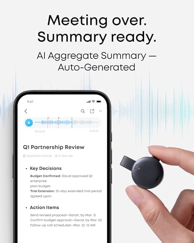 Image of soundcore Work by Anker, Coin-Sized AI Voice Recorder, AI Note Taker for Meetings & Lectures, 8GB, AI Transcription, AI Gadget, Cross-Meeting Summary, MFi Certified