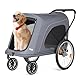 R8 Pro Extra Large Foldable Pet Stroller, Dog Stroller & Pet Trailer for Large Dogs Under 100 lbs, Unmovable, Disabled & Pregnant Dogs - Conveniently Carriable by Bike and Car, Grey