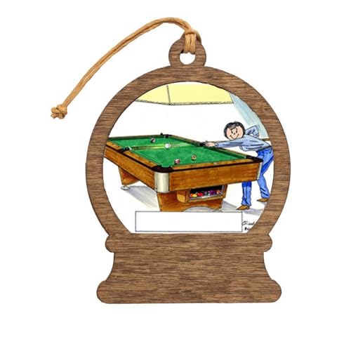 PrintedPerfection.com Personalized Billiards, Pool Player - Female Wooden Snow Globe Shaped Christmas Ornament