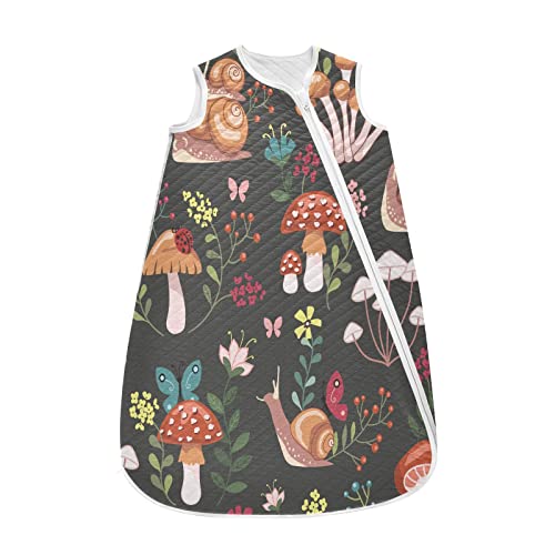 Image of vvfelixl Mushrooms Snails Baby Sleeping Bag,Baby Wearable Blanket,Toddler Sleep Sack,Sleep Suit for Infant Newborn Babies 0-6 Months