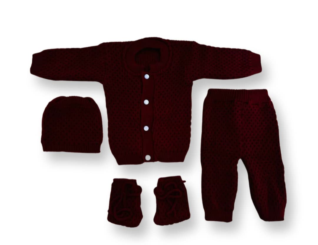 GenericCHAUDHARY Traders New Born Baby Soft Woolen Lightweight Sweater, Trouser, Cap, Socks/Shoes | Warm Clothes for 0-12 Months Baby Boy and Girls