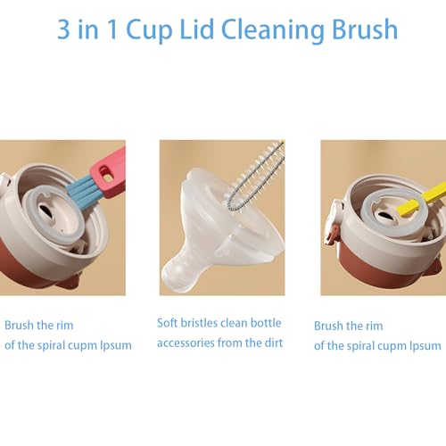 Image of 3 in 1 Cup Lid Cleaning Brush, Crevice Cleaning Brush for Water Bottle Gap, 2024 New Multifunctional Portable Straw Cleaner Brush Set(6Pcs)