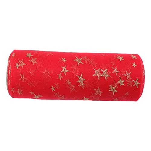 KONTONTY Roll Black Yarn Black Tulle Bolt Star Tulle Bolt Wedding Decoration DIY Tutu Skirt Sewing Craft Fabric Tulle Fabric Ribbon Tulle Fabric Spool Tulle Craft Ribbon Star Decor Red