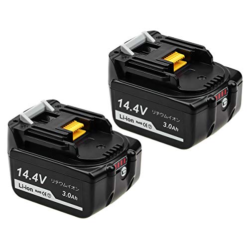 マキタ 互換バッテリー bl1430bマキタ14.4V バッテリー 3.0Ah　 LED残量表示　マキタBL1440 BL1450 BL1460対応 残量表示付き リチウムイオン電池　大容量 一年保証　２個セット　OKEY