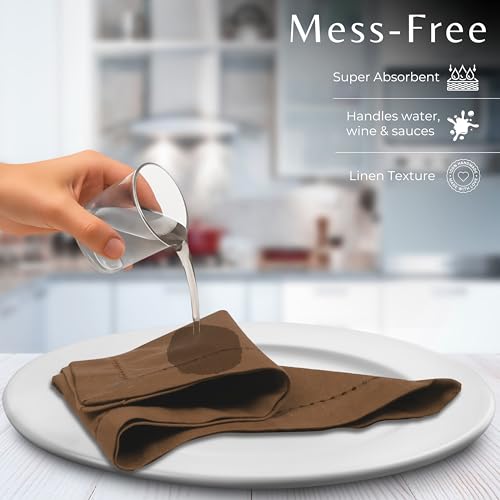 Ramanta Home Brown Cloth Dinner Napkin Set of 12-18x18 Inch, Easter Premium Cotton Linen Flax Hemstitched Napkins for Spring Decor Wedding, Party, Kitchen | Soft Durable Washable for Everyday Use by Ramanta Home - Used condition - Image 8
