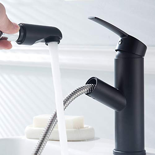 Robinet de lavabo extractible LUNEZY mitigeur de salle de bain à douchette amovible