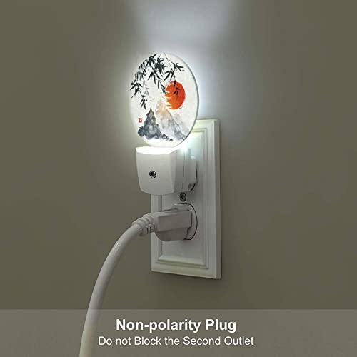 Axayaz Bamboo Night Light Trees Sun And Mountains Chinese Painting Plug In Night Lamp Auto Sensor Energy Efficient Dusk To Dawn Led Home Decor #TOP3