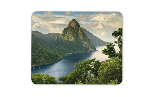Saint Sainte-Lucie Tapis de Souris Tapis - Piton Montagnes Caraïbes Fun Gift Computer # 8987