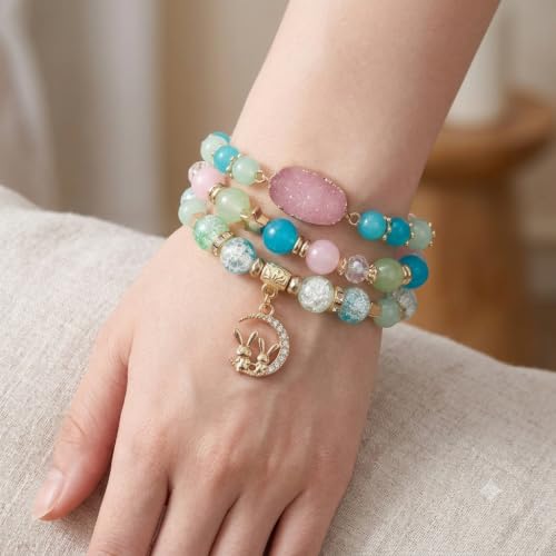 Image of ROYAL NEEDS Fashionable Beaded Multilayer Bracelets for girls and women's. Multicolor flexible crystal Bohemian Stackable Bracelets for women's