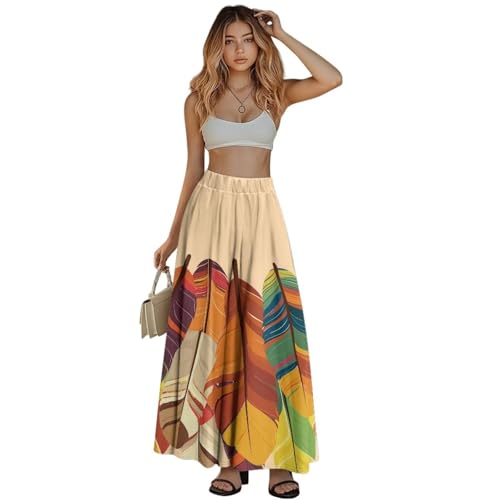 Womens Comfy Stylish High Waist Flare Long Maxi Skirts Casual Skirt with 2 Side Pockets Available in Print S-2XL4