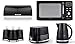 Tower Solitaire Black 1.5L 3KW Jug Kettle, 2 Slice Toaster, T24041BLK 800W 20L Digital Microwave, Bread Bin & Canisters Set. Matching Modern Design Kitchen Set of 7 in Black with Chrome Accents