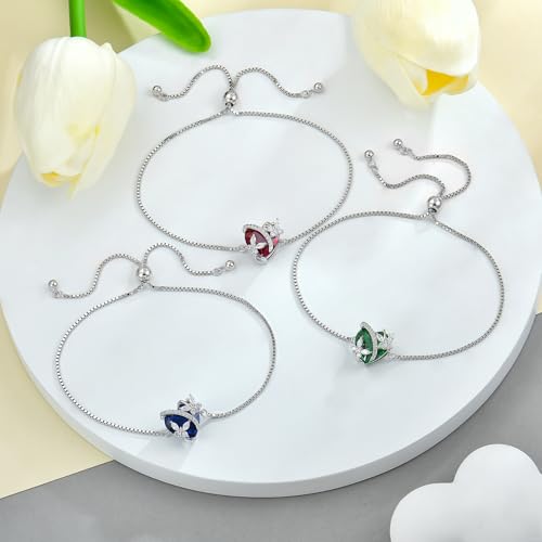 Butterfly Bracelet for Women Sterling Silver Heart Jewelry Birthstone Charm Link Bracelet3