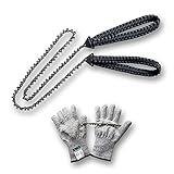 Fexplendid Pocket Chainsaw-Survival Backpacking Camping Gear Saw-36in 48 Bi-directional Teeth Paracord Handle,Portable Hand Chain Saw for Hunting or Hiking,with Protective Saw Gloves