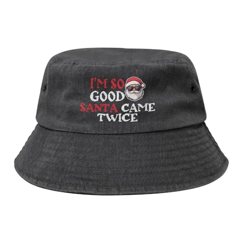 Qauirfe I'm So Good Santa Came Twice Christmas Fashion Cowboy Denim Fisherman Hat Outdoor Fishing Cap Sun