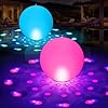 2026 Floating Pool Lights Solar Powered,15" Inflatable Waterproof Pool Led Glow Balls,Solar Pool Lights That Float,Color Changing Floating Light Up Ball for Pool Gifts for Pool Owner Outdoor Decor-2PC