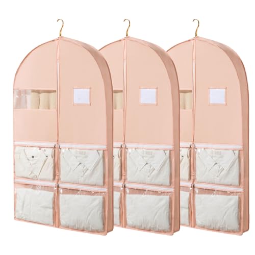 Travel Suit Garment Bags - 3 Pack Hanging Suit Bags with C Window Ideal for Coats Jackets Dresses