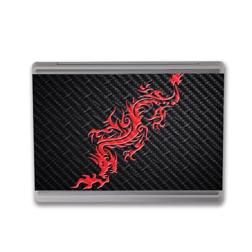 Image of MightySkins Carbon Fiber Skin Compatible with Microsoft Surface Laptop Go 3 (2023) Full Wrap Kit - Red Dragon | Protective, Durable Textured Carbon Fiber Finish | Made in The USA