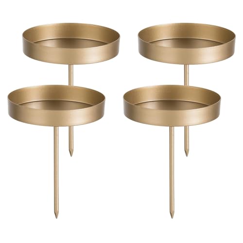 Romadedi Kerzenhalter Adventskranz Gold Stumpenkerzen 6cm: 4er Set...