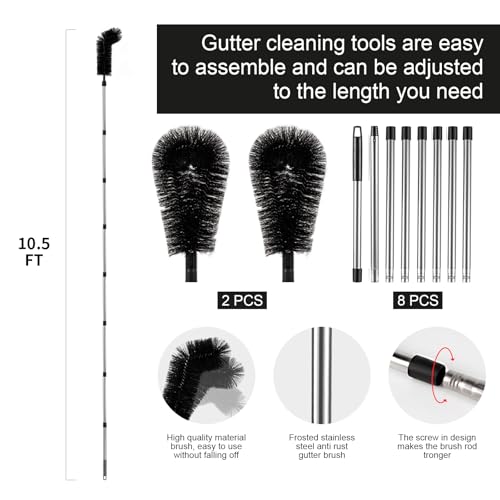 Zhichen Star 10.5 Feet Gutter Cleaning Tools, Adjustable Length Gutter Cleaning Tools From The Ground, Gutter Cleaner thumb #1