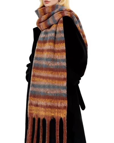 Winter Scarf for Women Large Chunky Plaid Scarves Oversized Thick Soft Blanket Scarfs Warm Tassel Shawl