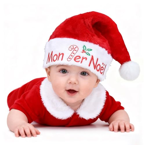 DPKOW Cadeau Mon Premier Noël Bonnet Bébé, pour Tenue Déguisement Noel Bébé Fille Garcon...
