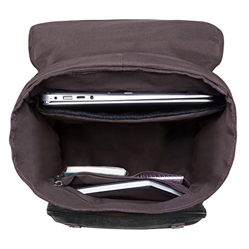 Kaukko Multipurpose Canvas Backpack Daypack Hiking Travel Shoulder Bag Backpacks (02-2-Black) #TOP4