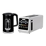 GEEPAS 5-in-1 Digital 4 Slice Long Toaster & Electric Kettle Set | 5 Temperature Settings Keep Warm Function 2200W 1.7L Cordless Jug Kettle | 6 Browning Levels, Cancel Defrost & Reheat Function 1450W