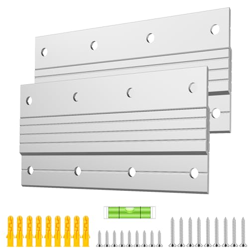RAYTRUST 2 Pairs French Cleat Hanger Heavy Duty 60lbs 6 Inch Aluminum Z Bar Clips Picture Hanging Kit with Level & Screws Corrosion Resistant Wall Brackets for Large Mirror Panel Headboard