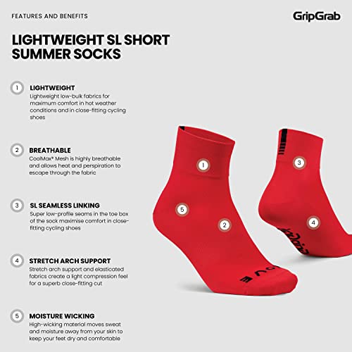 Image of GripGrab Lightweight SL Performance Summer Cycling Socks Eyecatching 2 Lengths Road Mountain Gravel Bike Indoor Biking