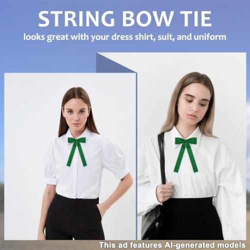 Image of LJBFNN Western Ties for Men Women, Black Clip on Ribbon Bow Tie, Pre-Tied Colonel String Tie for Party Shirt Uniform Wedding