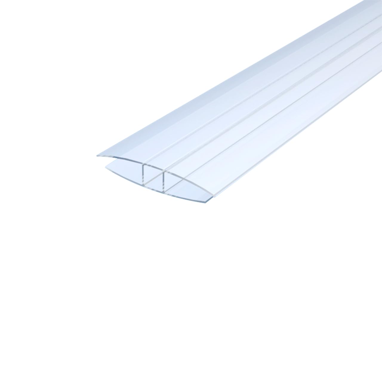 H - Profil transparent mit 6mm Innenmaß aus Polycarbonat für Stegplatten, Glas, Kunststoffplatten, Gewächshaus - 1000mm lang