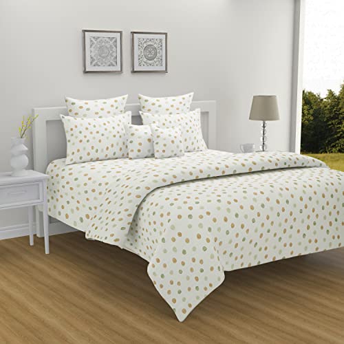 Image of Swayam Mercerized Pure Cotton Double Bedsheet with 2 Pillow Covers | 250 TC Soft Breathable Bed Sheet | Geometric Printed | Size 90 x 108 inch | Comfortable & Durable for Bedroom - Green
