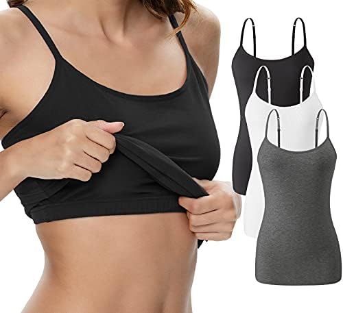 Image of Vislivin Womens Cotton Camisole Adjustable Strap Tank Tops with Shelf Bra Stretch Undershirts