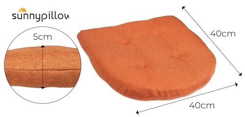 sunnypillow 4er Set Stuhlkissen 40x40 cm - Sitzkissen Stuhl 5cm dick - Sitzpolster für Stühle, Bänke in Haus und Garten - Indoor & Outdoor Auflage für Esszimmerstuhl oder Küche - Orange - Made in EU