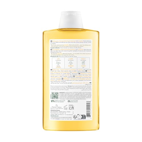 Klorane Brightening Shampoo With Chamomile, Cleanses & Softens, Enhances Blond Highlights, Blond Hair, 400 mL