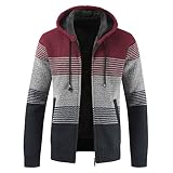 Kinkia Men's Zip Up Hooded Fleece Cardigan Sweater Winter Warm Sherpa Lined Jacket Coat Hoodies with