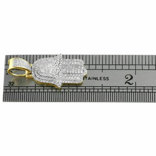 1.2 CT Round Lab Created Diamond Hamsa Hand Unisex Pendant Charm 14K Yellow Gold Plated Sterling Silver4