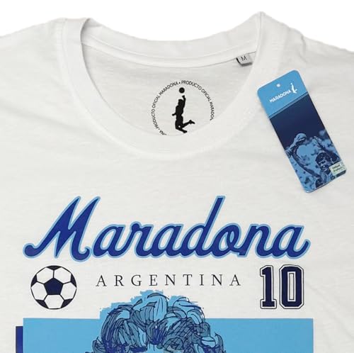 Maradona - Camiseta oficial unisex de algodón, camiseta de ajuste regular para adulto y niño, Color blanco., M