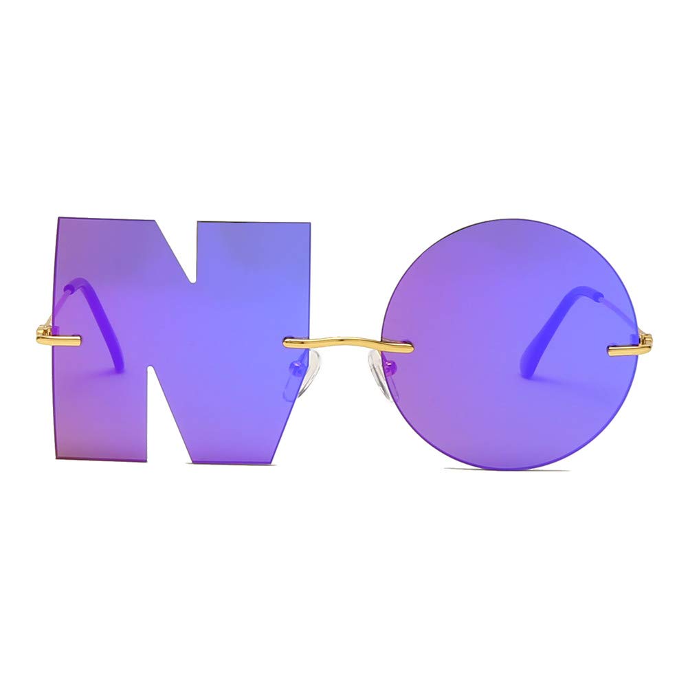 ENTHYI Letter NO Party Rimless Irregular Design Sunglasses For Men Women UV400 Streetwear Eyewears