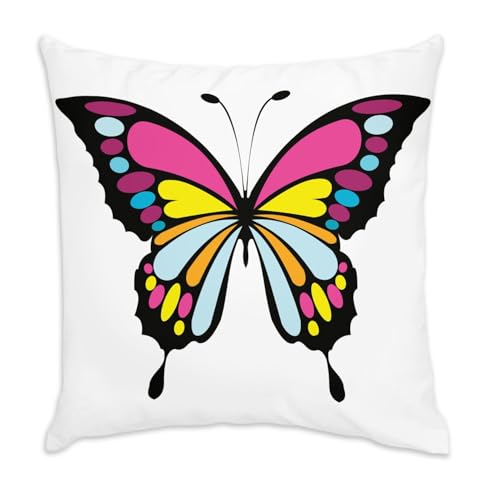 Coussin velours blanc papillon noir rose jaune orange bleu violet carré 40x40 - 2