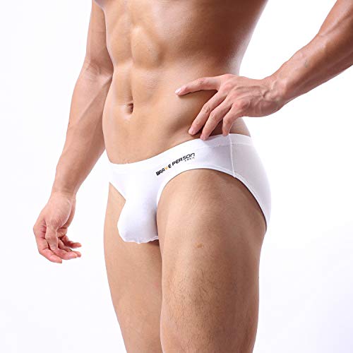 Brave Person Men's Low Rise Underwear Sexy, Soft And Comfortable Cotton Bikini Briefs For Work, Leisure And Sports(Pack Of 3, X-Large, White/White/White) #TOP2